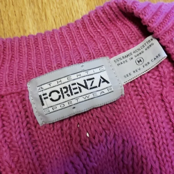 VTG Forenza 80s/90s v-neck cable knit sweater vest pink size medium - Picture 2 of 5